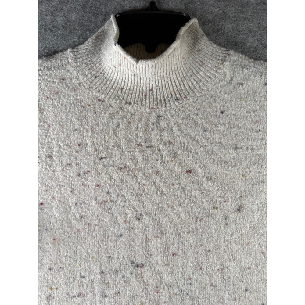 LOFT Womens Cream Oatmeal‎ Confetti Fleck Mock Neck Boucle Sweater Size M - Picture 11 of 12